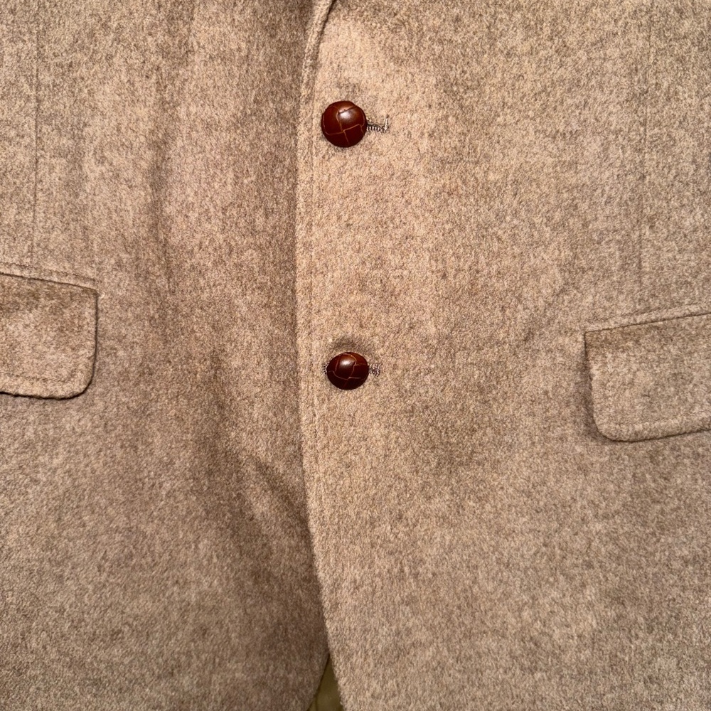 Vintage Chaps by Ralph Lauren Camel Hair Blazer W/ leather buttons approx size L - Picture 10 of 17
